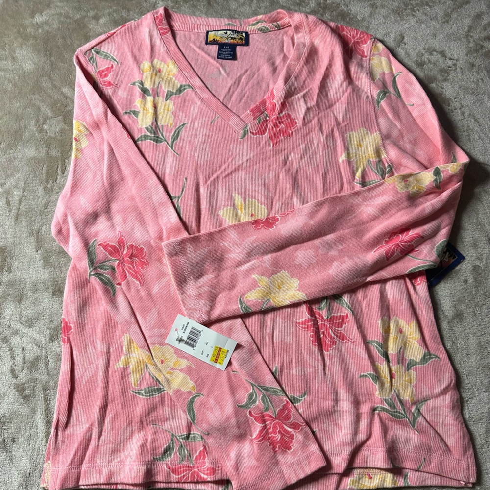 Pink Floral Long Sleeve Women's Top